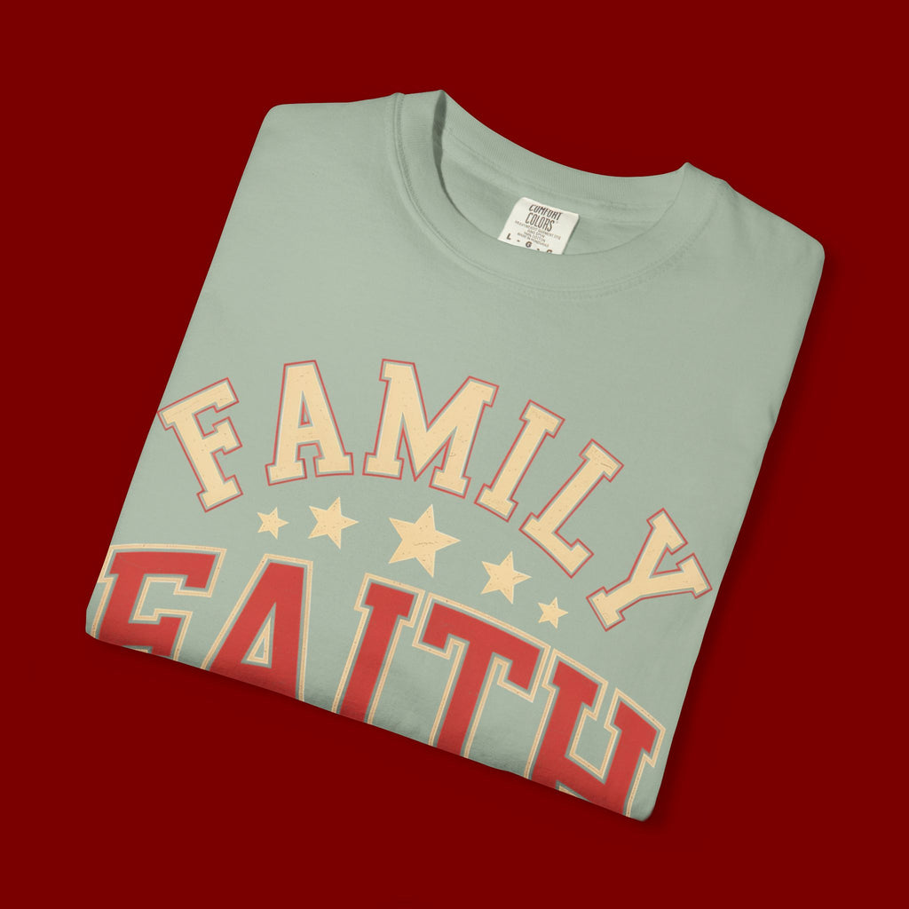 Family Faith Friends T-Shirt — Patriotic American Flag Tee