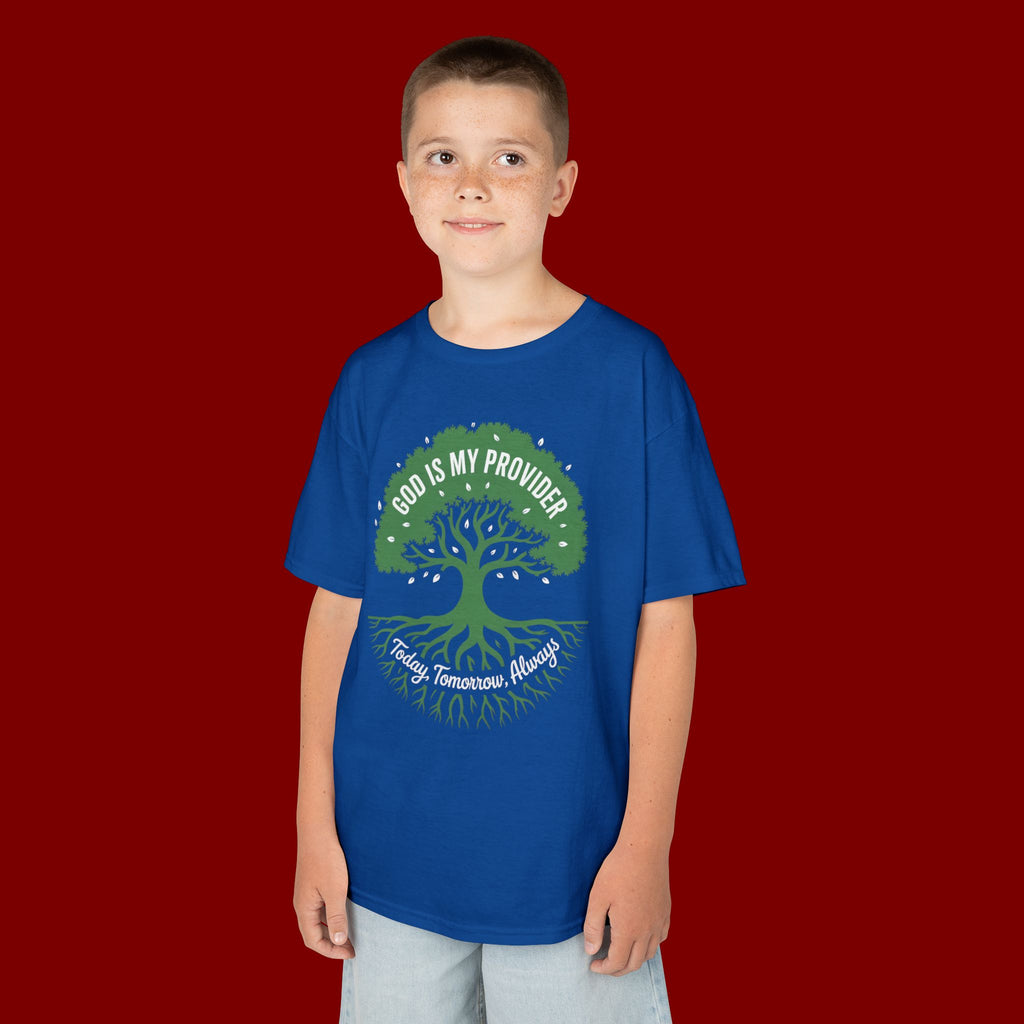 Kids Tee — "God Is My Provider" Tree of Faith Christian Shirt