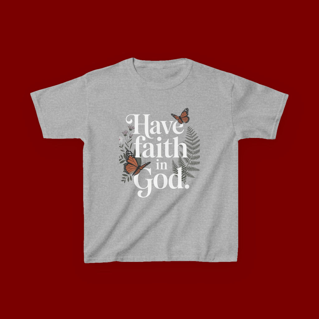 Kids Tee — "Have Faith in God" Floral Christian Youth T‑Shirt