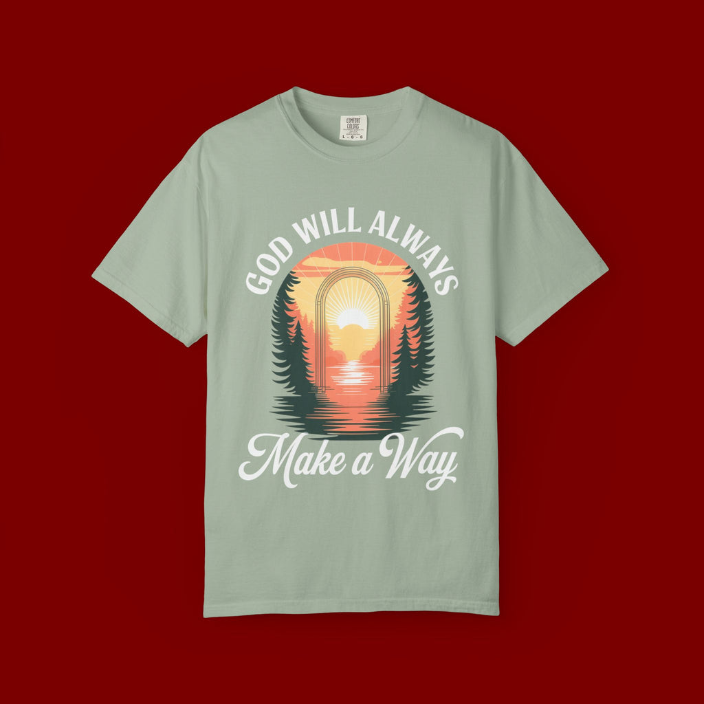 Make a Way Christian T-Shirt — 'God Will Always Make a Way' Sunset Faith Tee