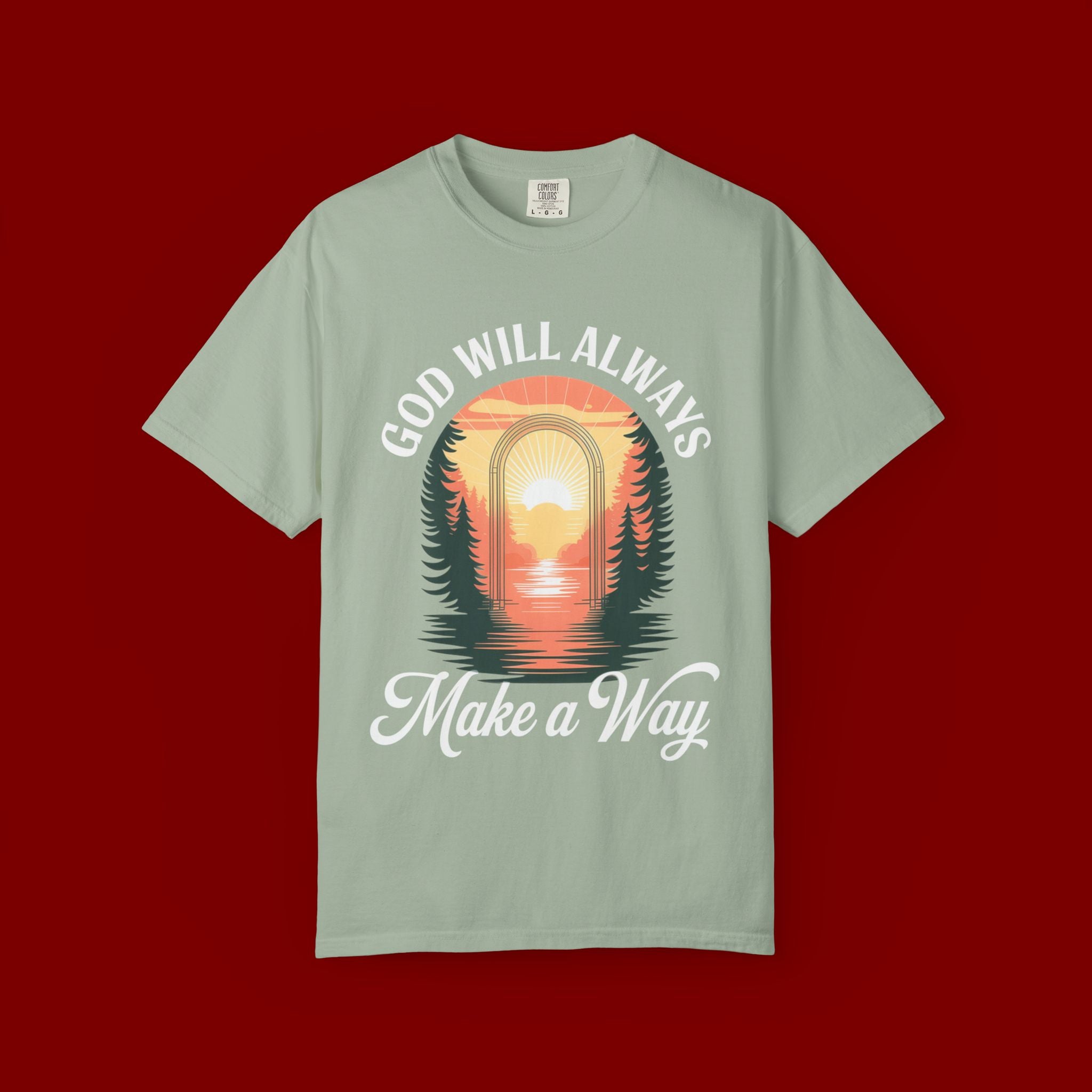 Make a Way Christian T-Shirt — 'God Will Always Make a Way' Sunset Faith Tee