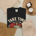 Take Time to Pray Pocket Watch T-Shirt — Faith-Based Floral Christian Tee