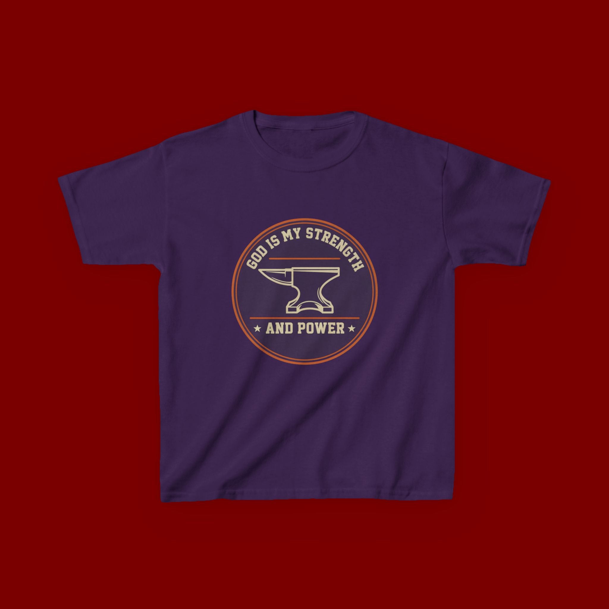 Kids Tee — "God Is My Strength and Power" Anvil & Anvil-Forge Christian Youth Shirt