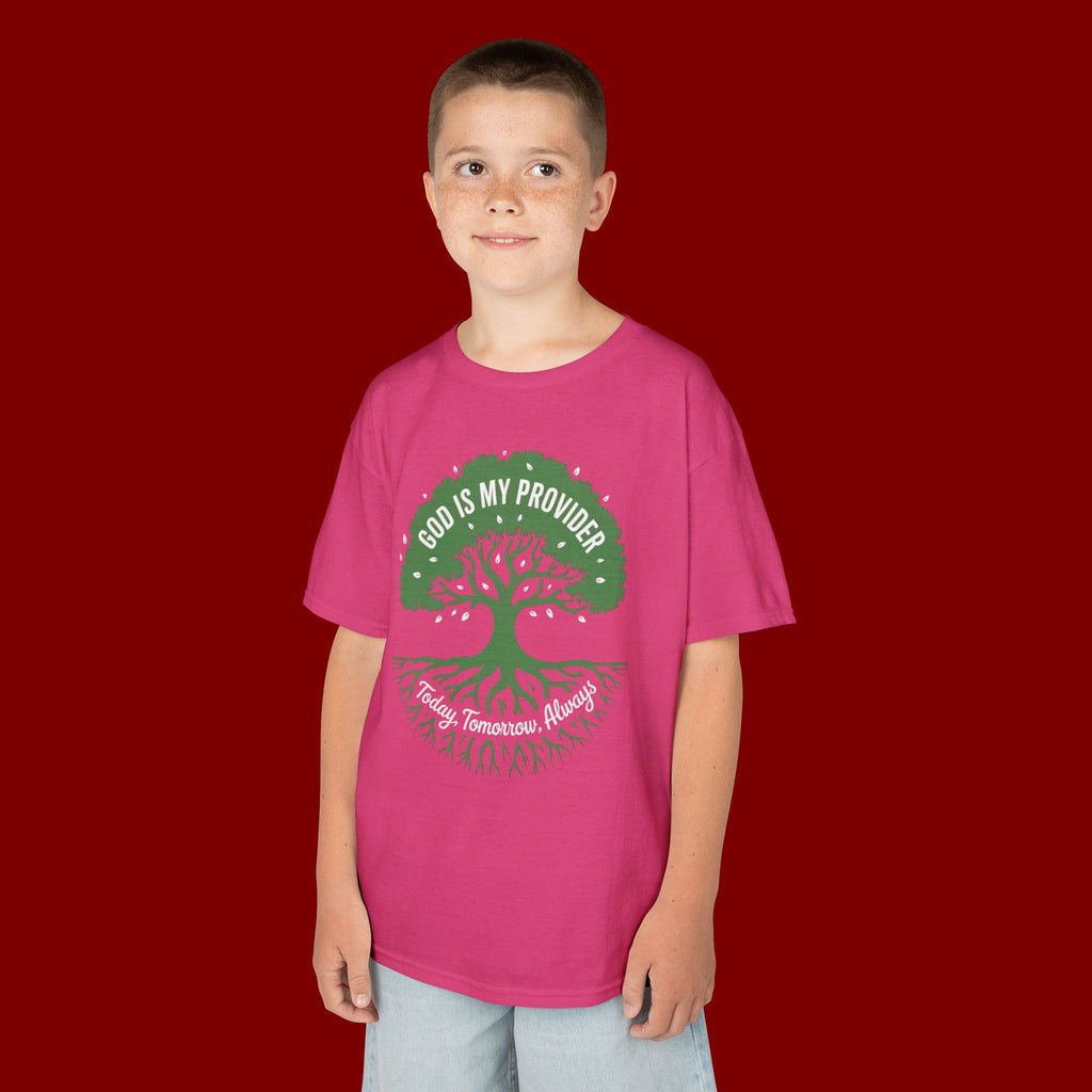 Kids Tee — "God Is My Provider" Tree of Faith Christian Shirt