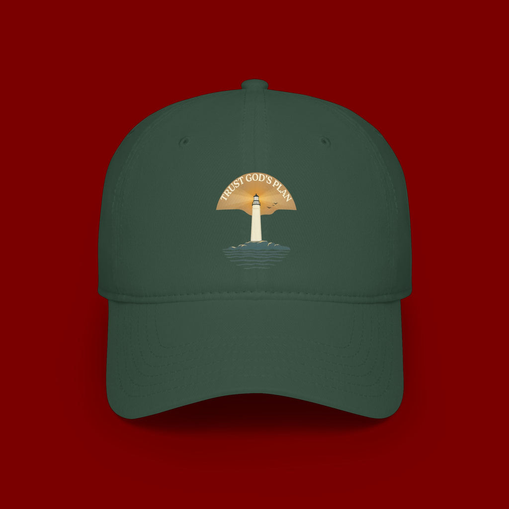 Lighthouse Faith Baseball Cap — "Trust God's Plan" Embroidered Low-Profile Hat