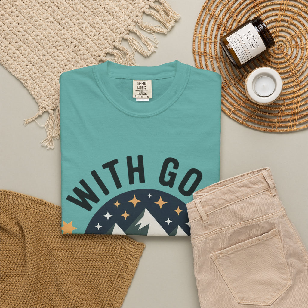 Faith-Based Mountain T-Shirt — "With God All Things Are Possible"