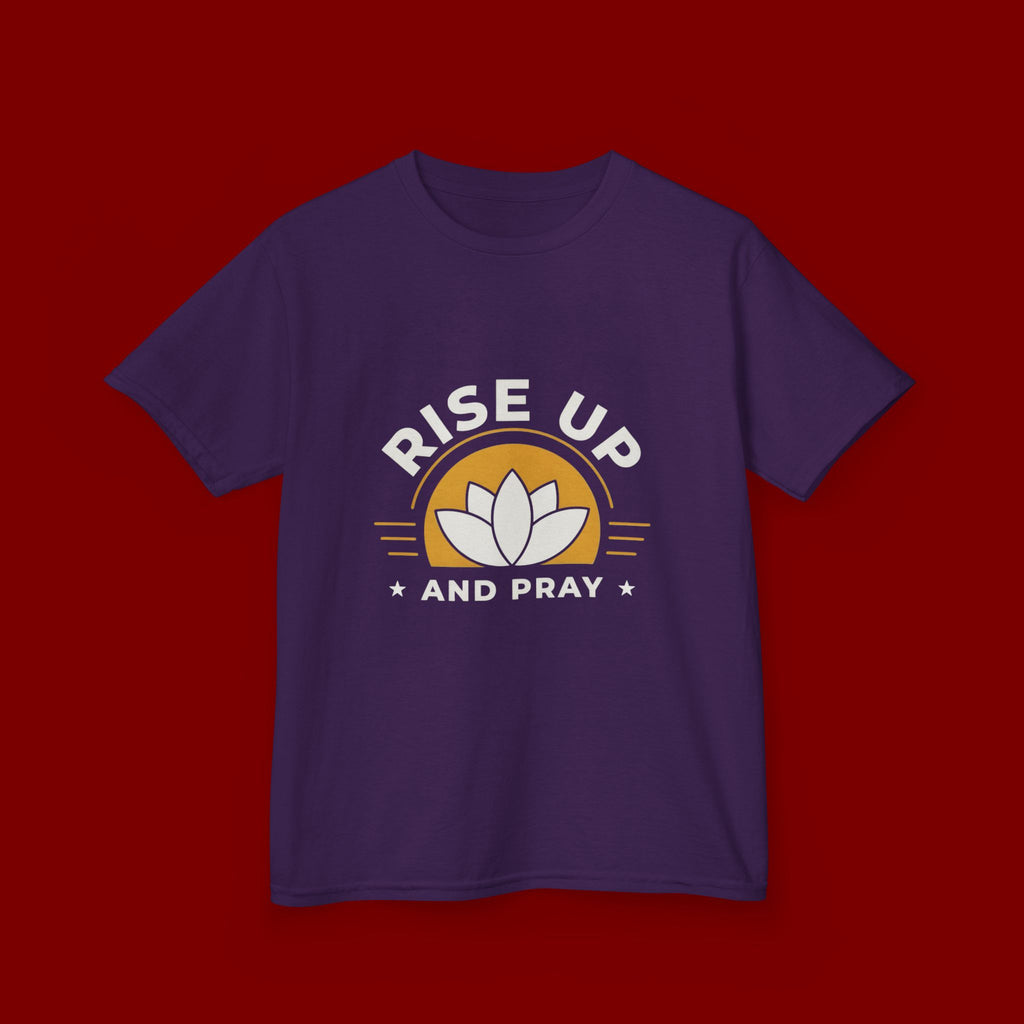 Kids T-Shirt - "Rise Up and Pray" Inspirational Christian Tee for Children