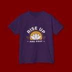 Kids T-Shirt - "Rise Up and Pray" Inspirational Christian Tee for Children