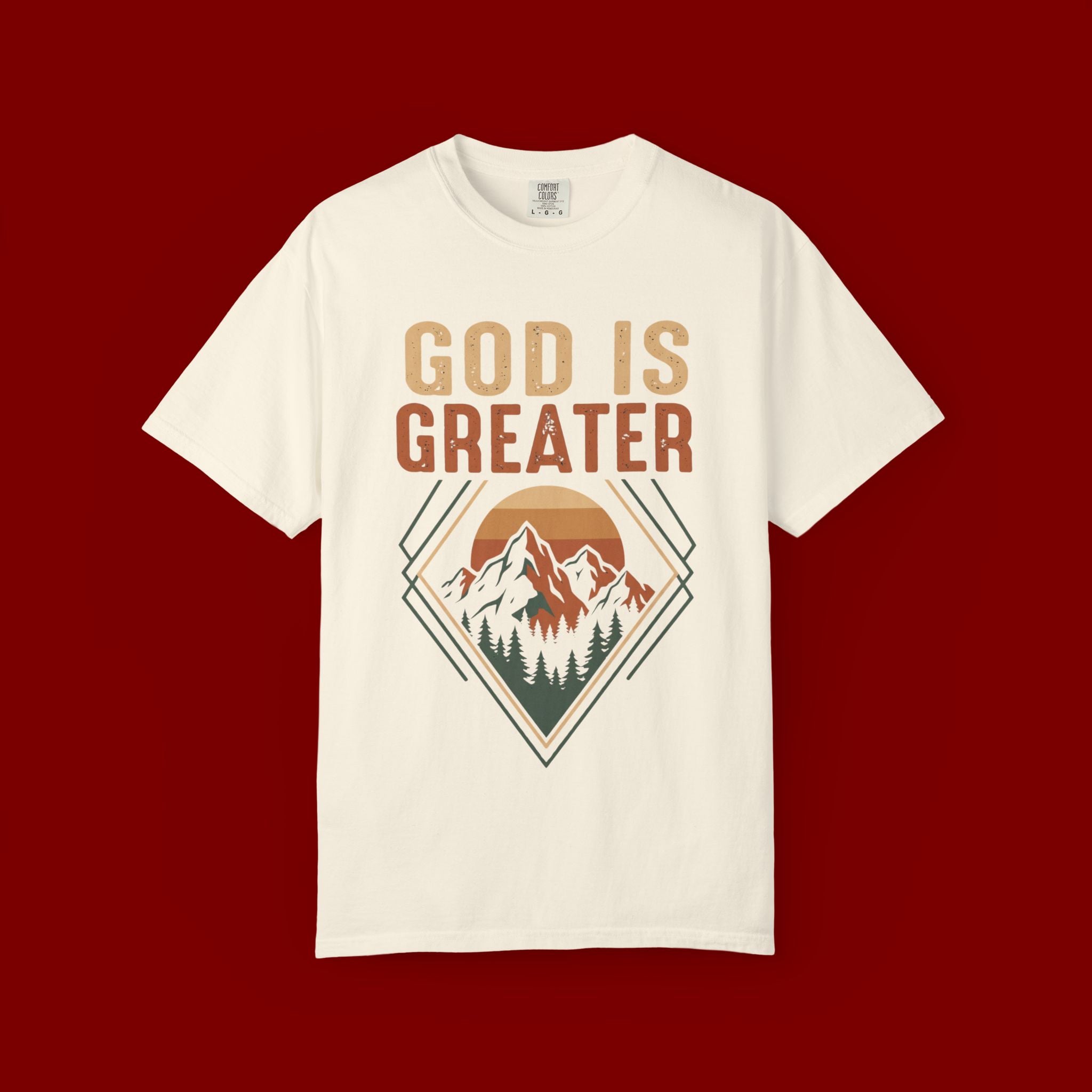 God Is Greater Mountain T-Shirt — Christian Faith Graphic Tee