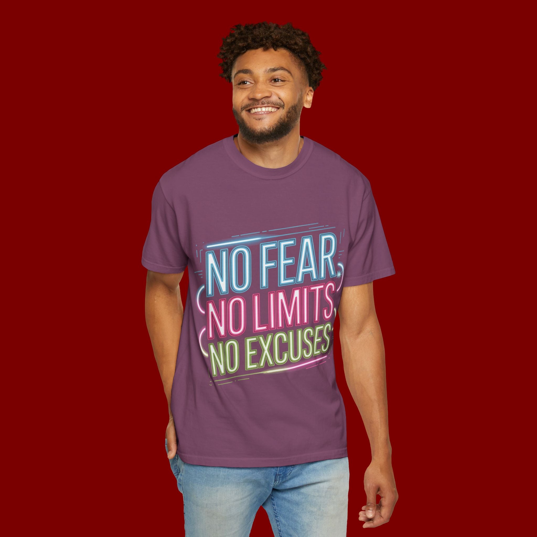 No Fear No Limits No Excuses Neon Graphic T-Shirt