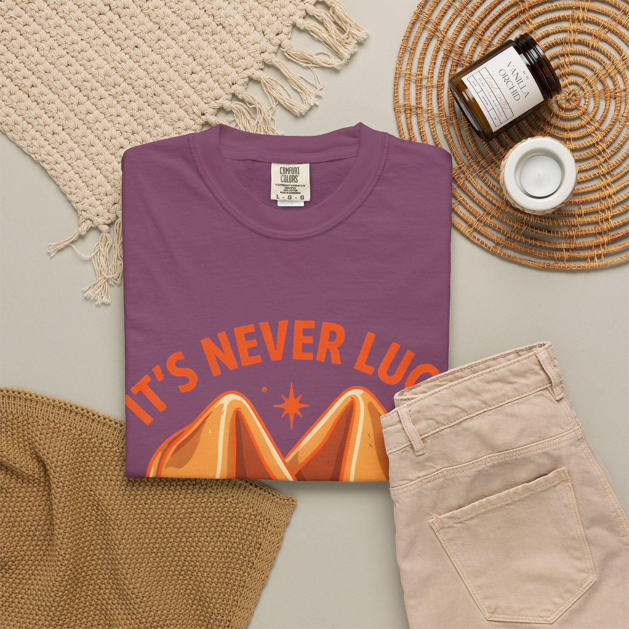Christian Graphic T-Shirt — “It’s Never Luck, It’s Always God” Fortune Cookie Design