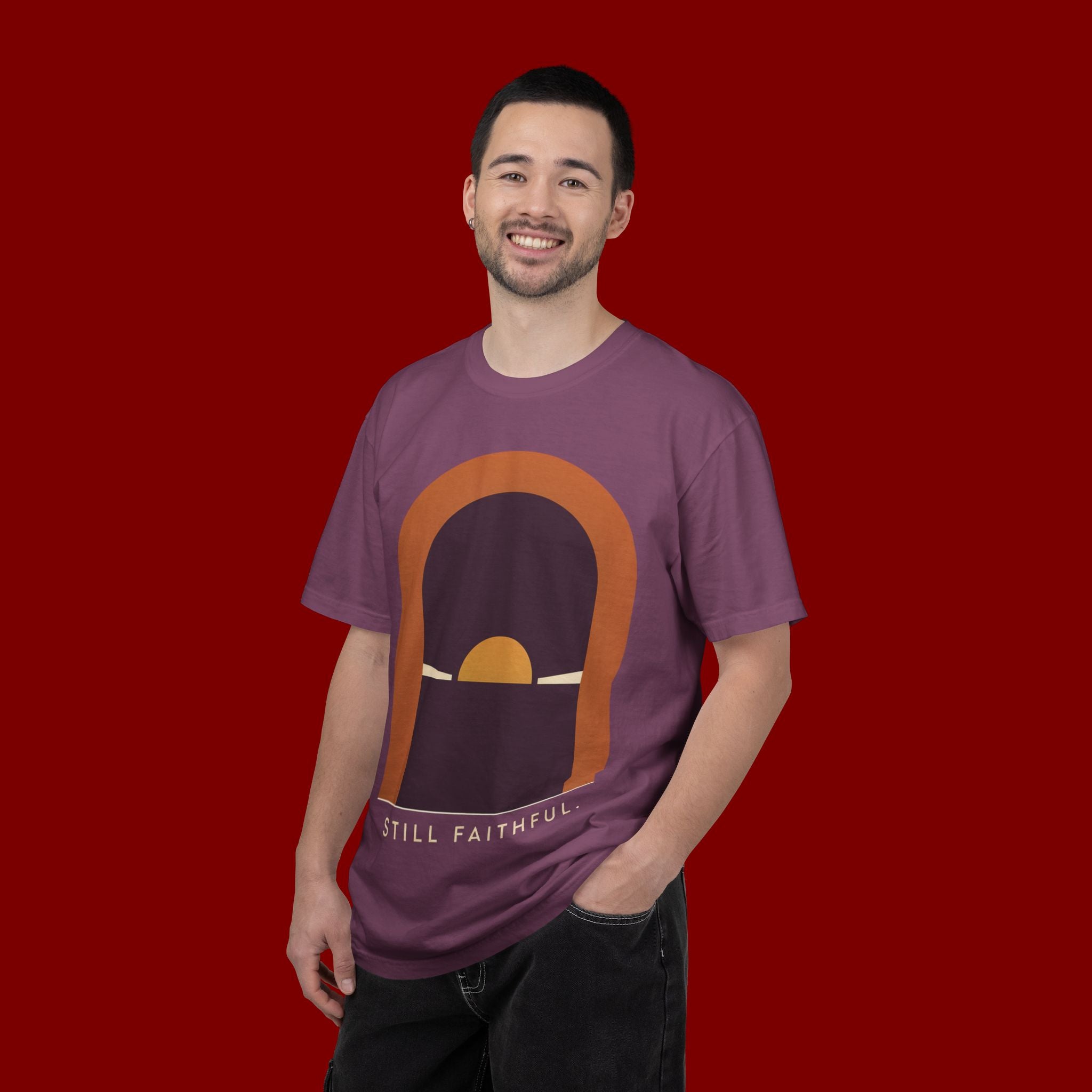 Still Faithful Sunset T-Shirt — Minimal Christian Graphic Tee