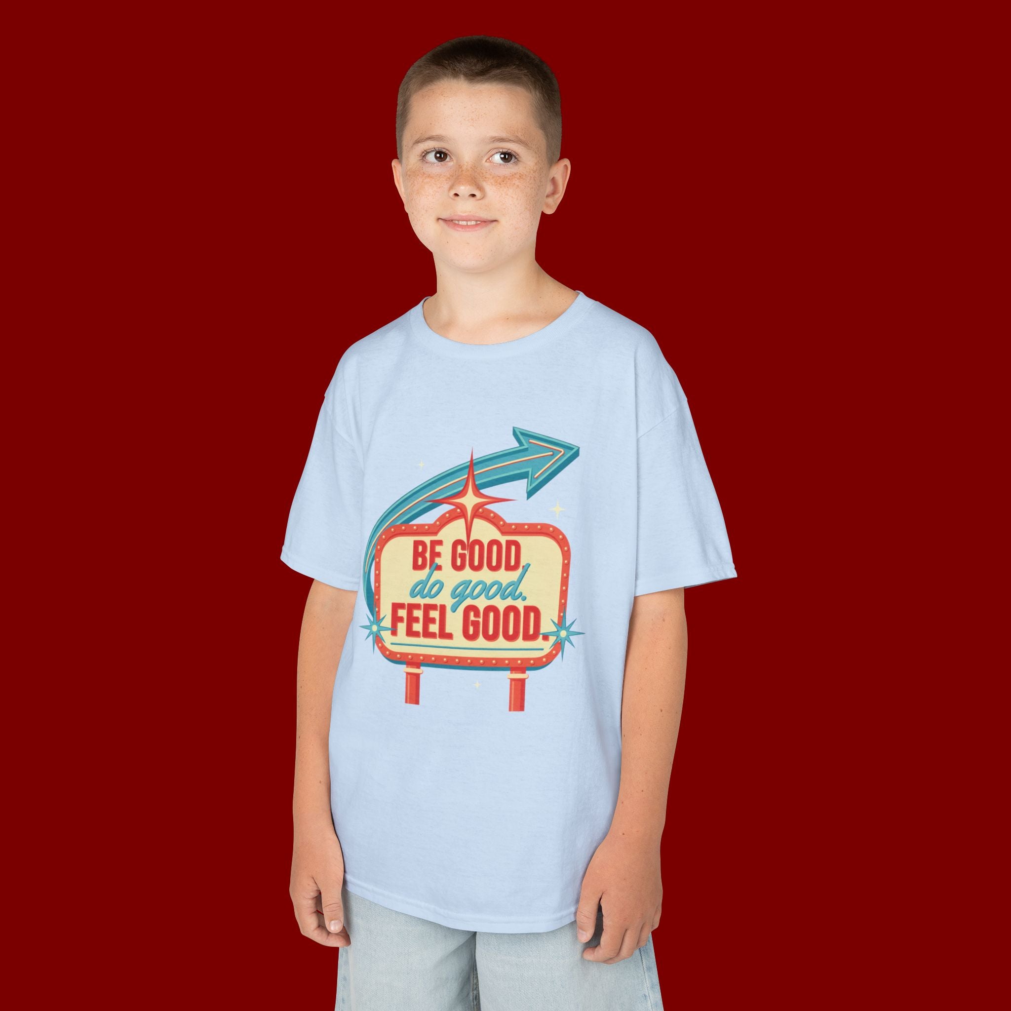 Kids Tee — Retro 'Be Good, Do Good, Feel Good' Positive Message Shirt