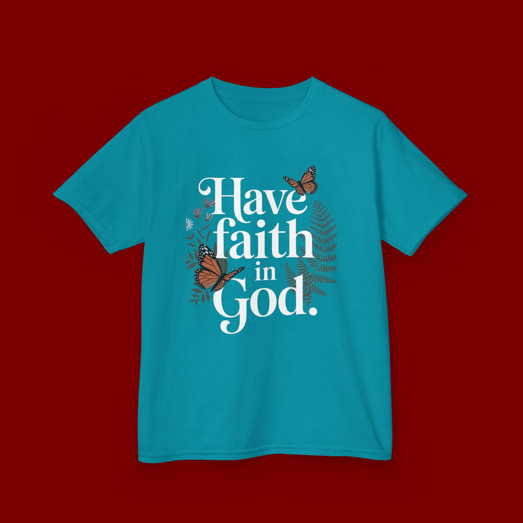 Kids Tee — "Have Faith in God" Floral Christian Youth T‑Shirt