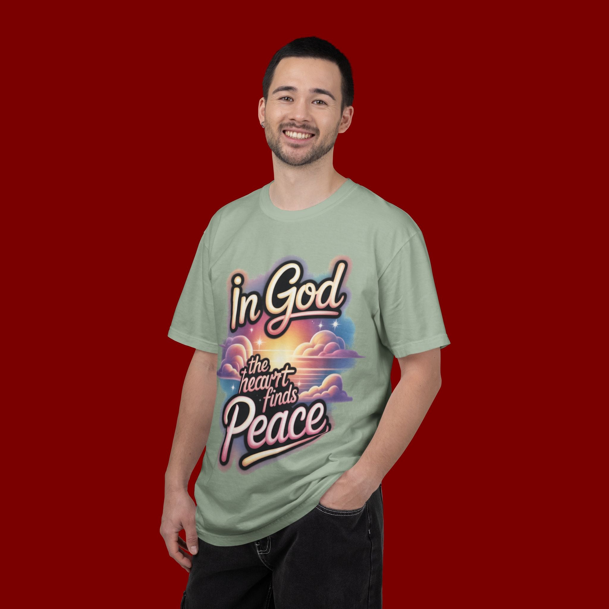 T-Shirt — “In God the Heart Finds Peace” Religious Faith Tee