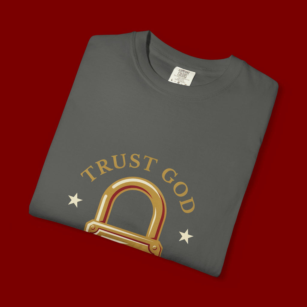 Trust God Padlock T-Shirt — "No Matter What" Christian Faith Tee