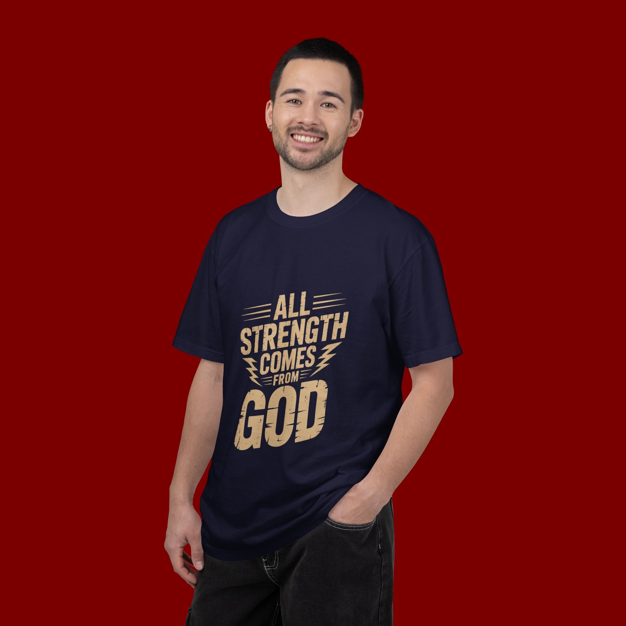 All Strength Comes From God T-Shirt — Christian Faith Graphic Tee