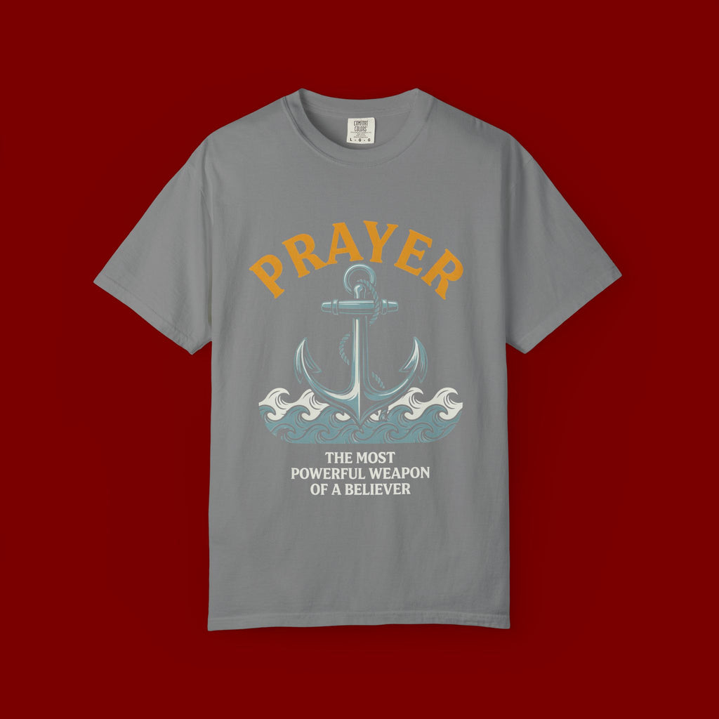 Prayer Anchor T-Shirt — "Prayer: The Most Powerful Weapon of a Believer" Christian Faith Tee