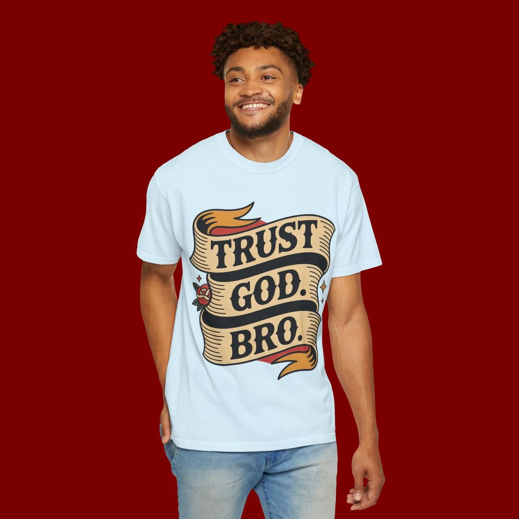 Trust God, Bro T-Shirt — Retro Ribbon Faith Tee