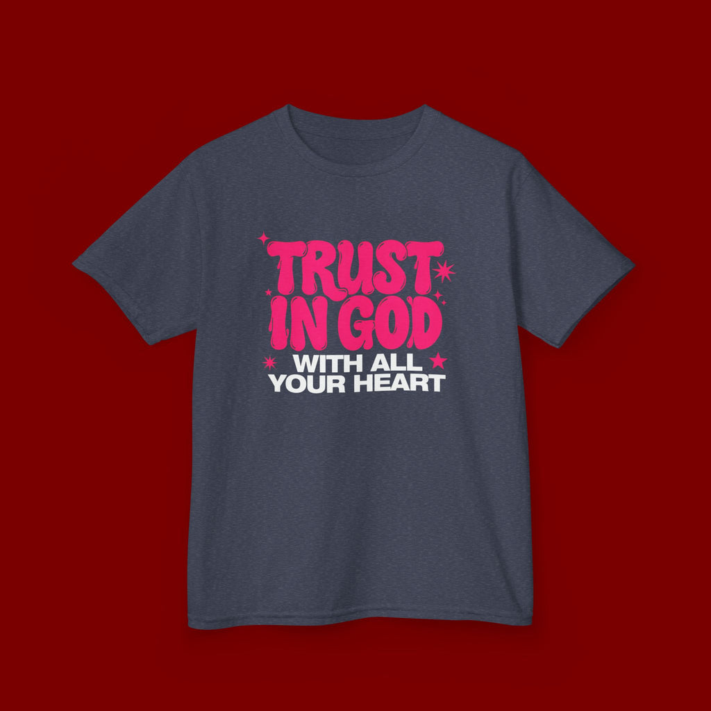 Kids Tee — "Trust in God" Pink Faith Graphic Shirt