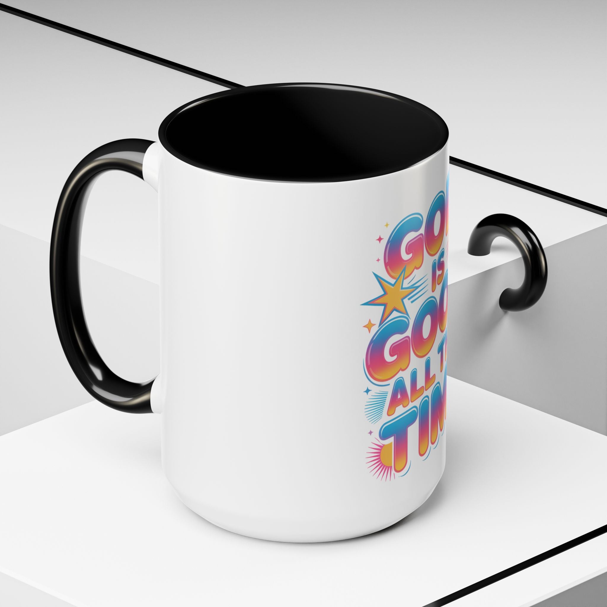 God Is Good All The Time Accent Coffee Mug — Inspirational Christian Coffee Cup (11/15oz)