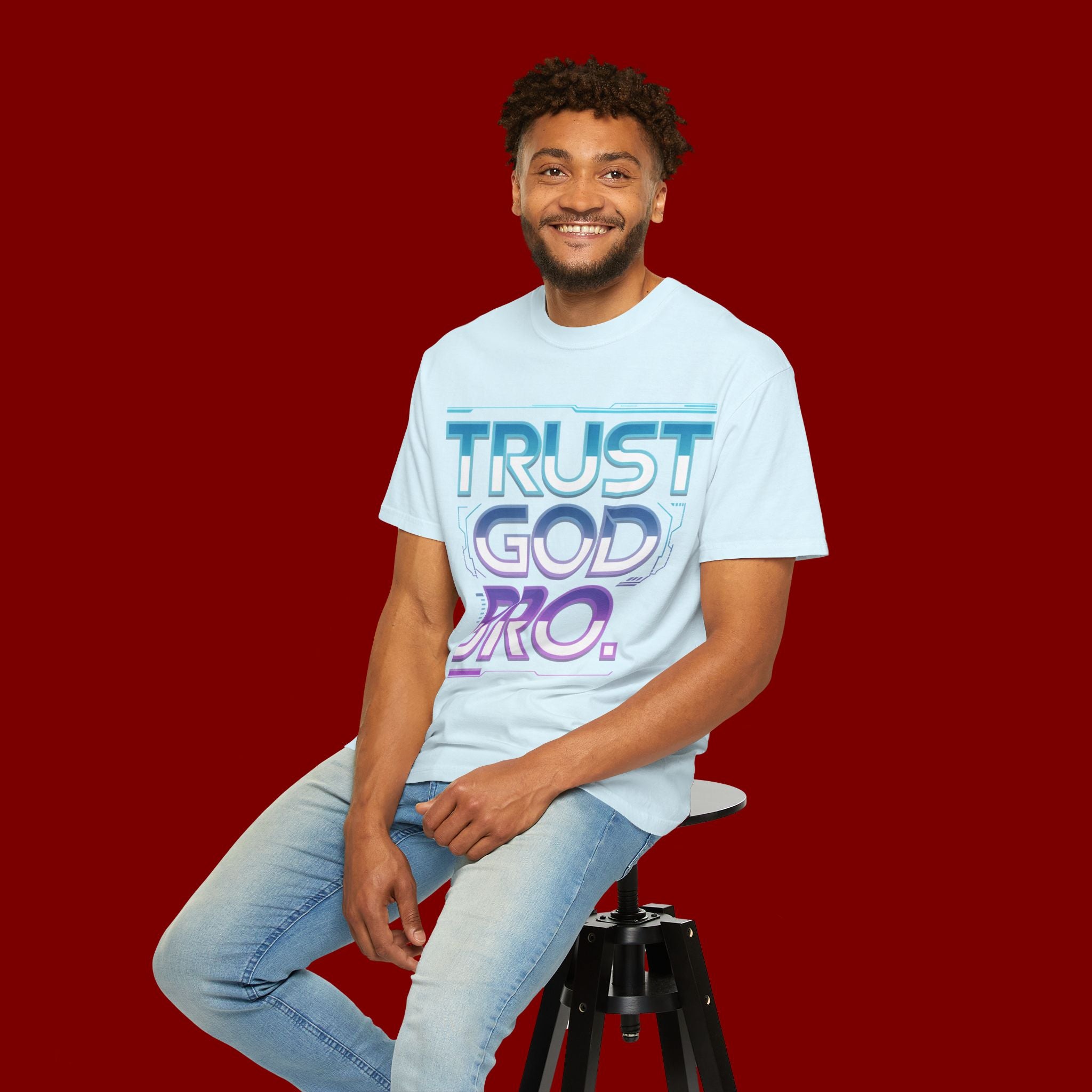 Trust God, Bro. T-Shirt — Retro Gradient Faith Tee