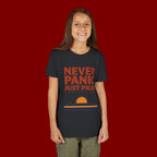 Youth Tee — "Never Panic Just Pray" Retro Sunset Kids T-Shirt