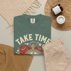 Take Time to Pray Pocket Watch T-Shirt — Faith-Based Floral Christian Tee