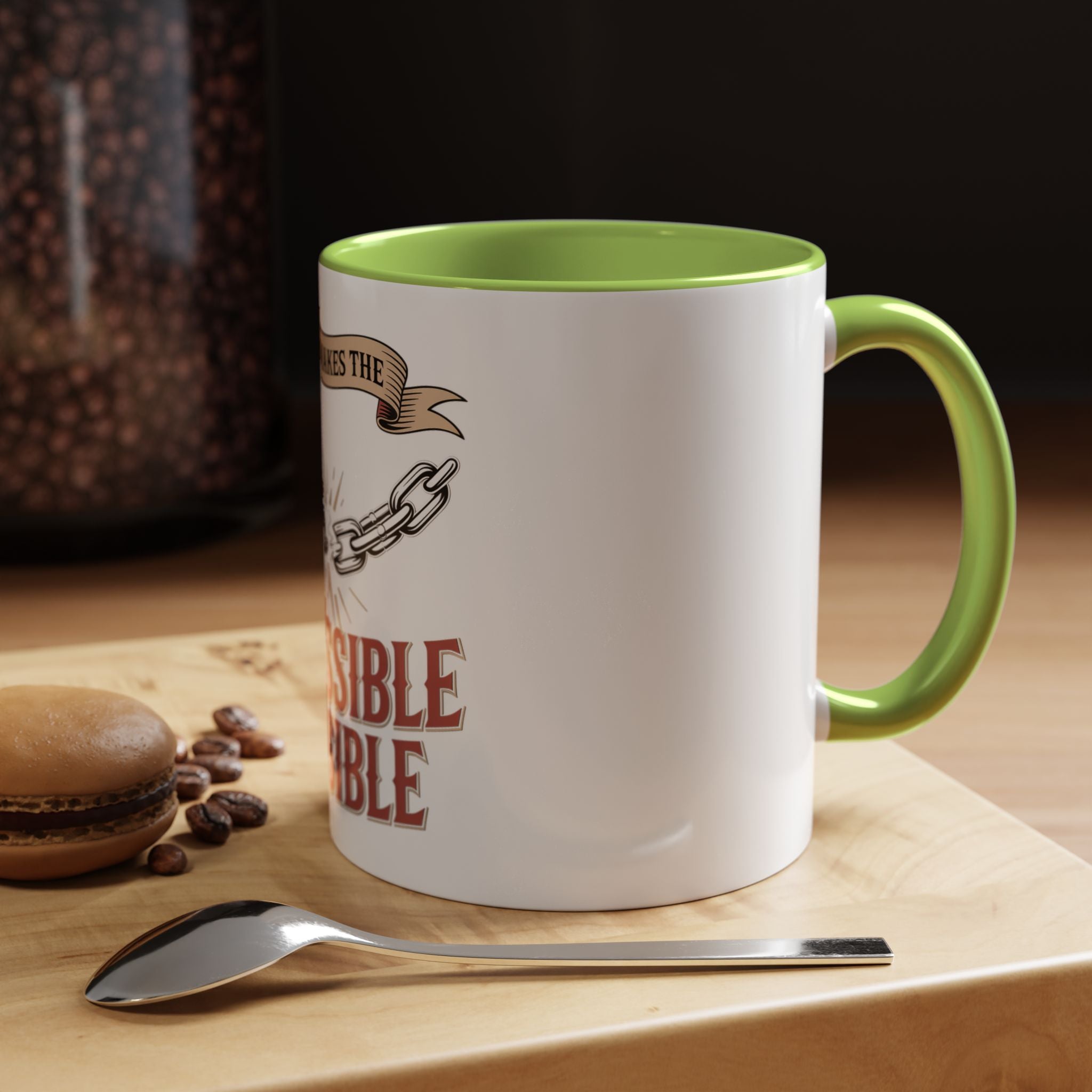 Accent Coffee Mug — "Faith Makes the Impossible Possible" Inspirational Ceramic Mug