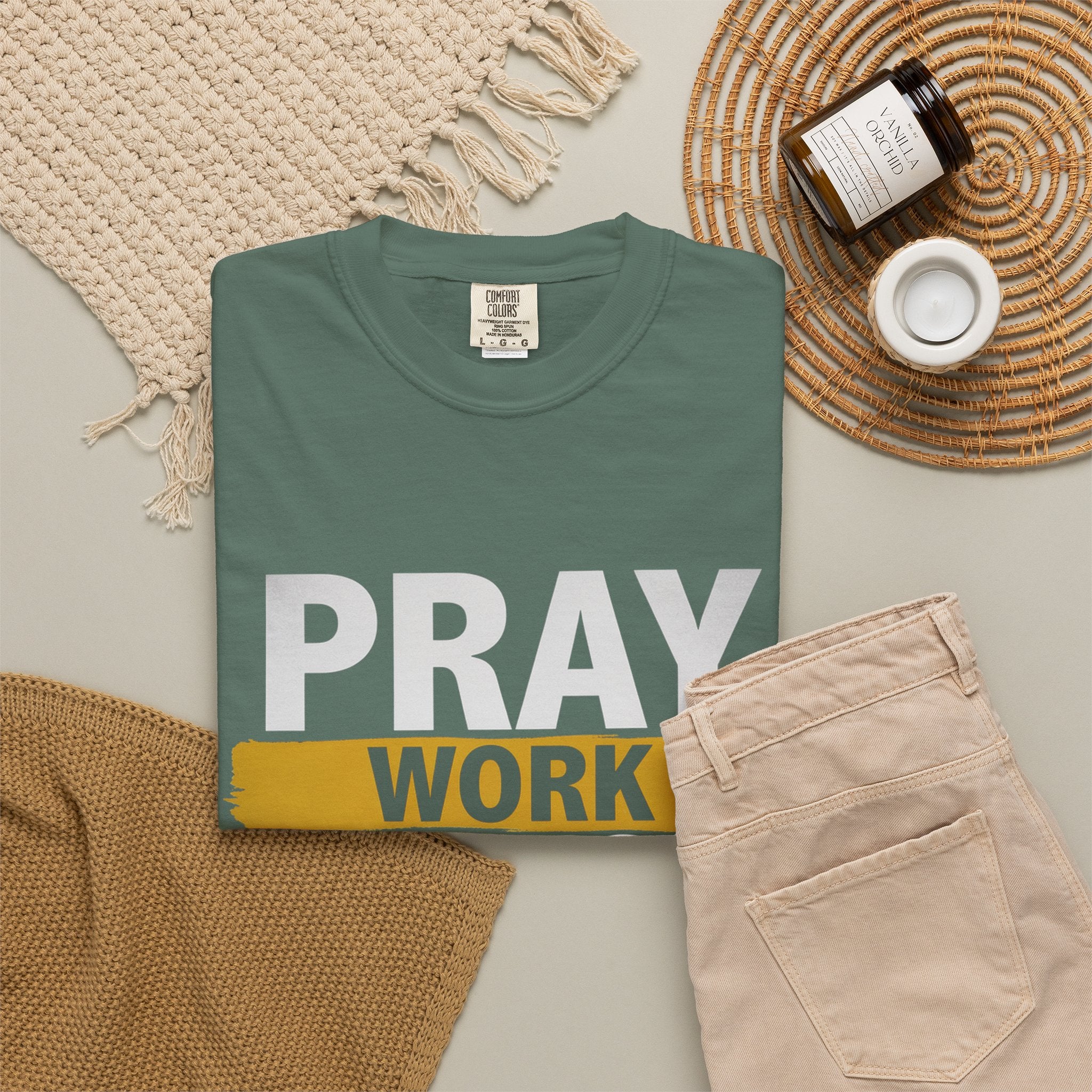 Pray Work Trust God T-Shirt — Inspirational Faith Tee for Christians