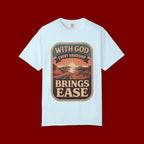 Scripture Comfort T-Shirt — "With God Every Hardship Brings Ease" Christian Faith Tee