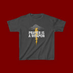 Kids Tee — "Prayer Is A Weapon" Lightning Graphic Christian Shirt