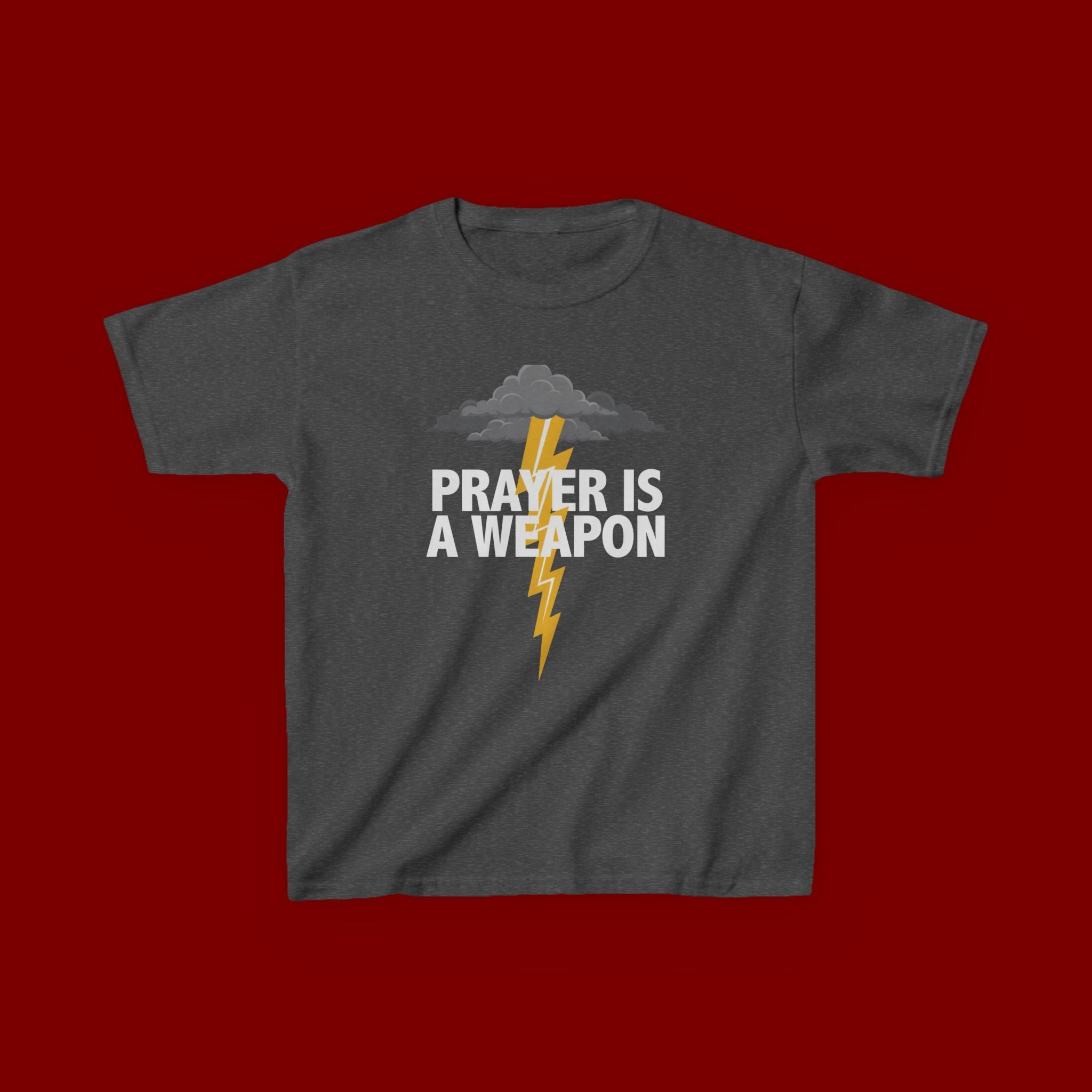 Kids Tee — "Prayer Is A Weapon" Lightning Graphic Christian Shirt
