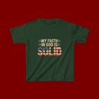 Kids Tee — "My Faith in God is Solid" Patriotic Christian T-Shirt