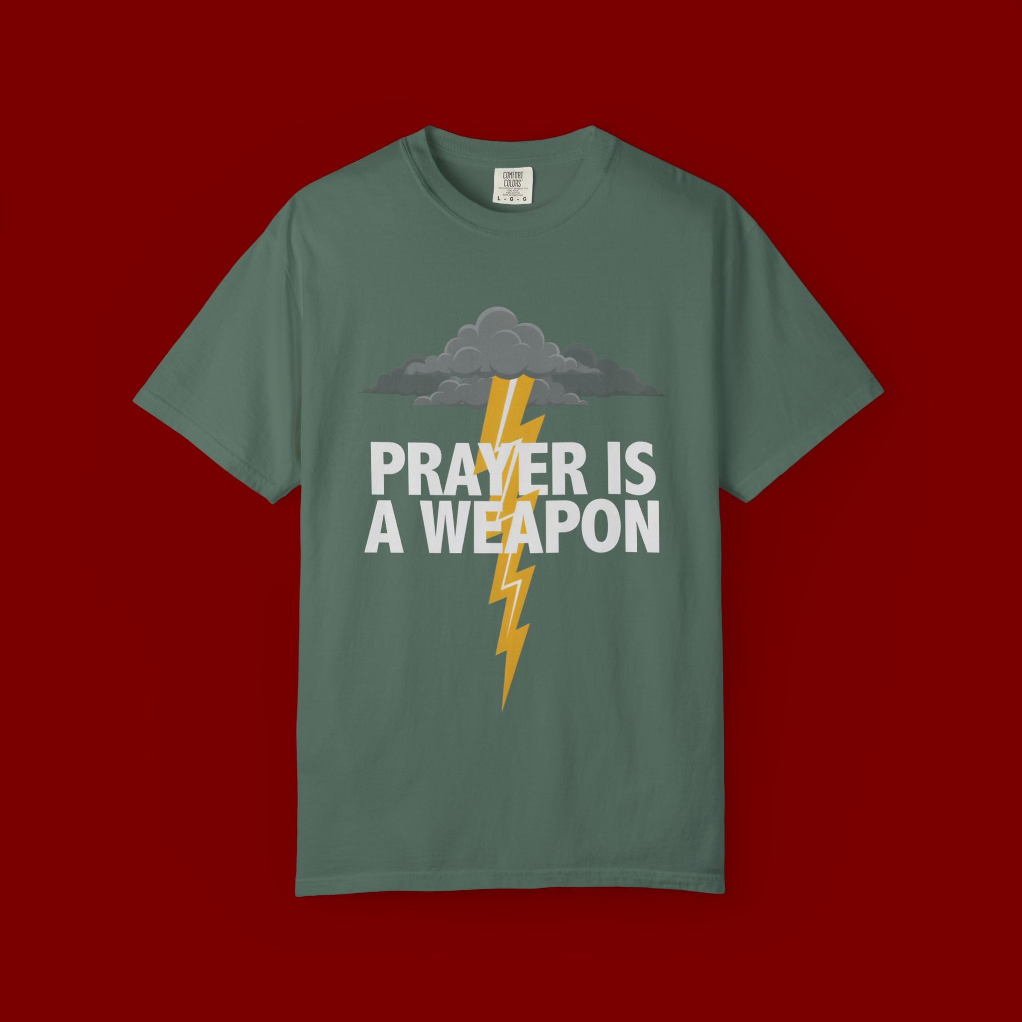 Prayer Is a Weapon T-Shirt — Christian Faith Lightning Graphic Tee