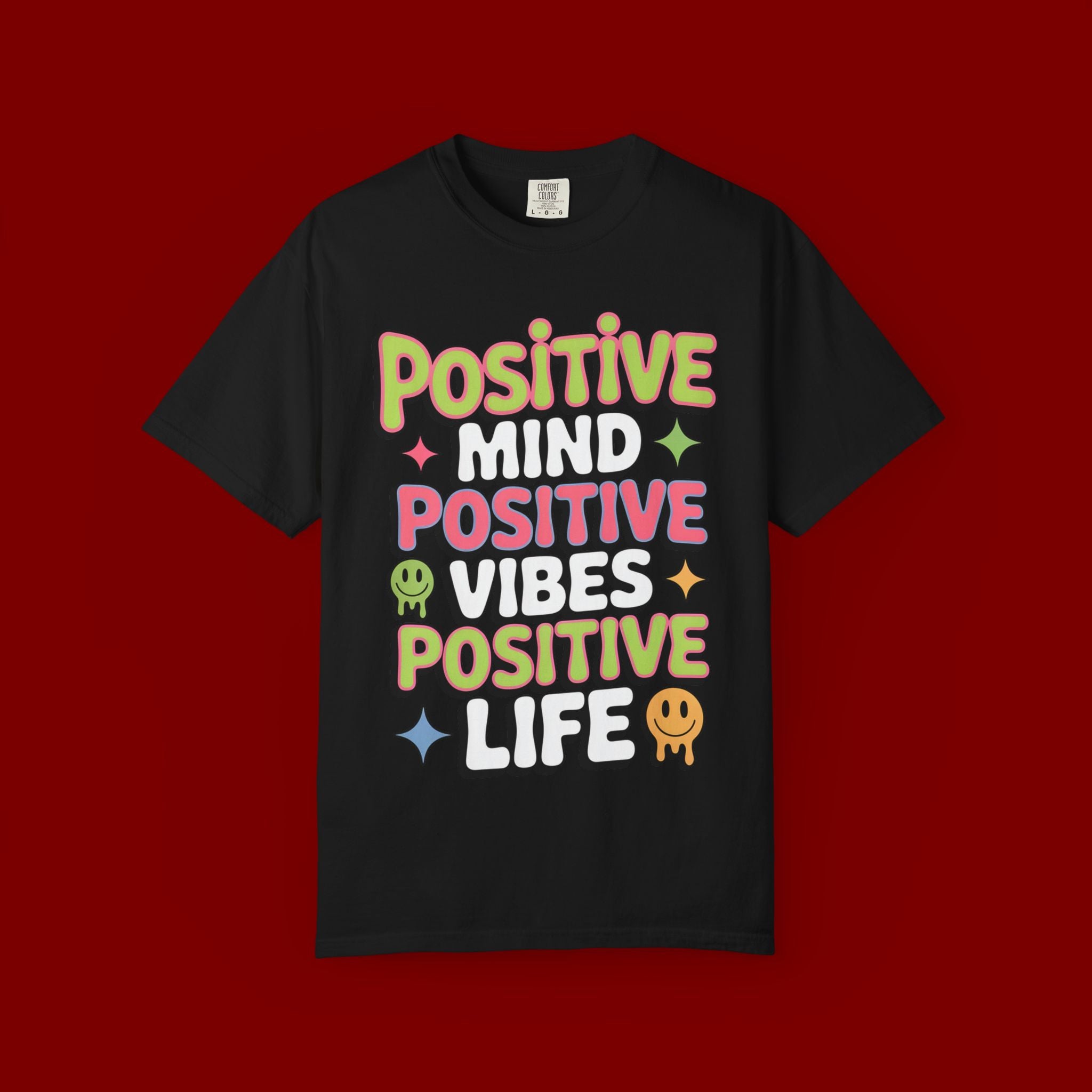 Positive Mind Positive Vibes Positive Life T-Shirt — Retro Smile Graphic Tee