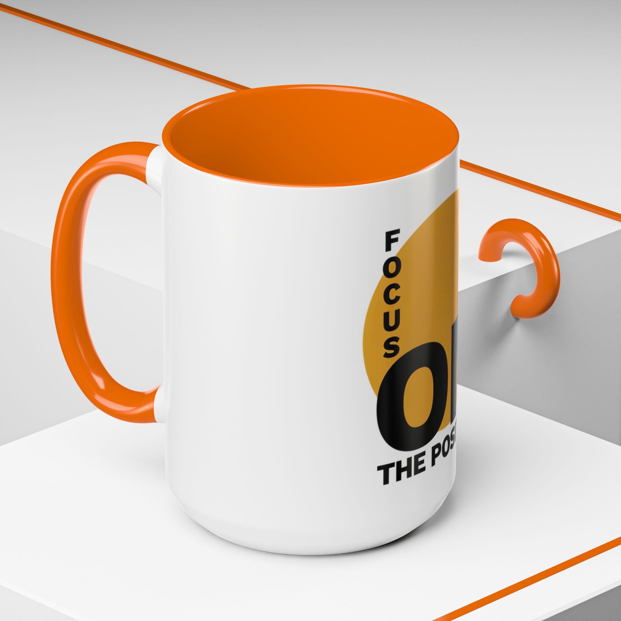 Accent Coffee Mug — "Focus On The Positive" Motivational Mug