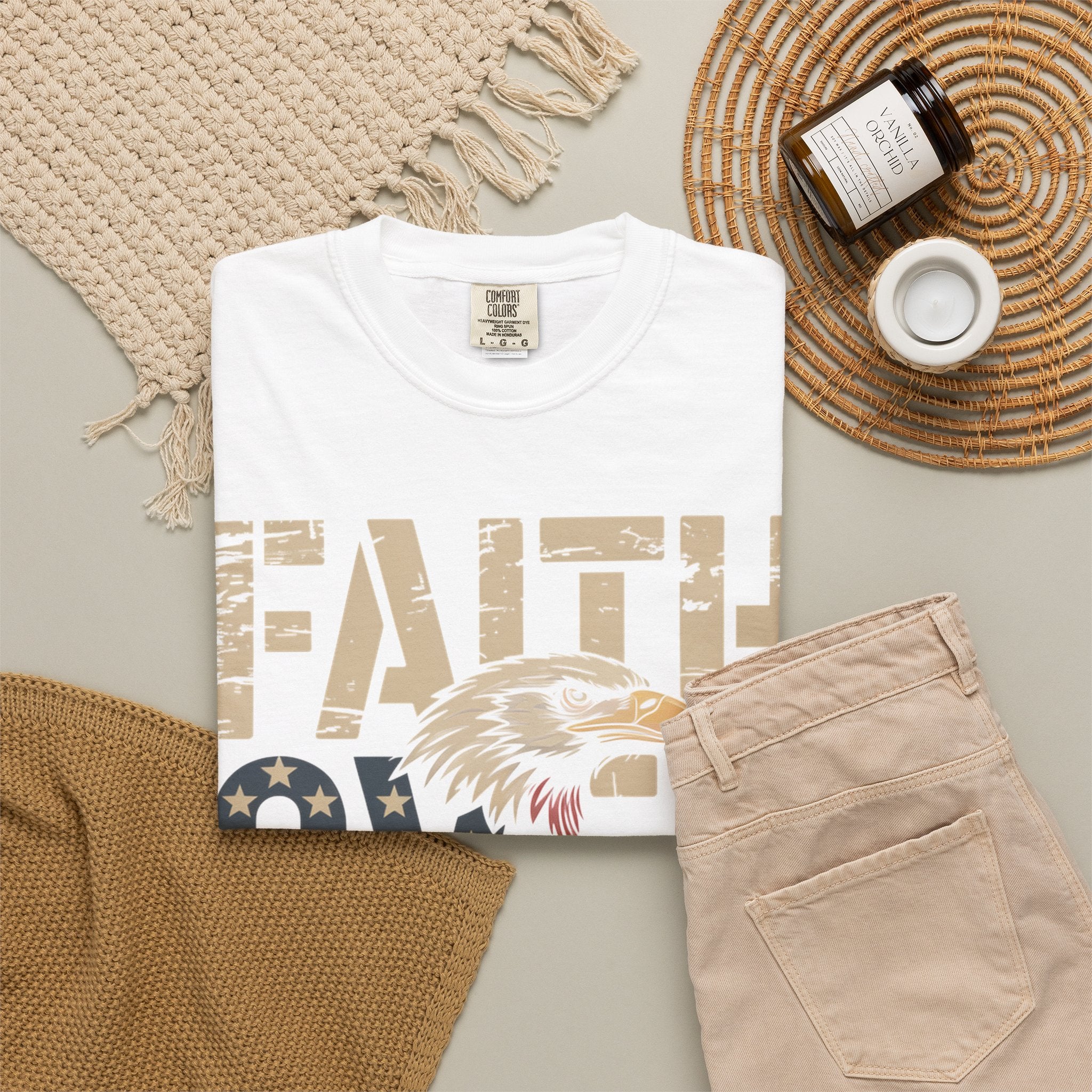 Faith Over Fear T-Shirt — Patriotic Eagle Graphic Tee