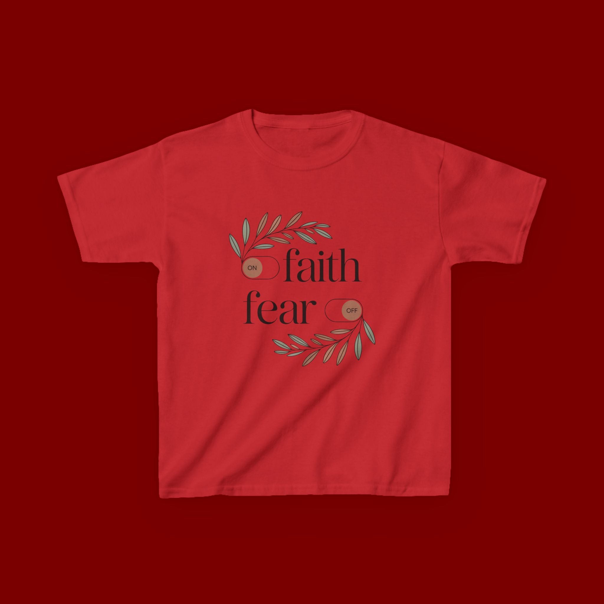 Faith Over Fear Kids T‑Shirt — Floral Inspirational Tee for Boys & Girls