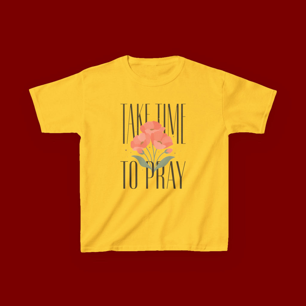 Kids Tee — "Take Time to Pray" Floral Christian Shirt