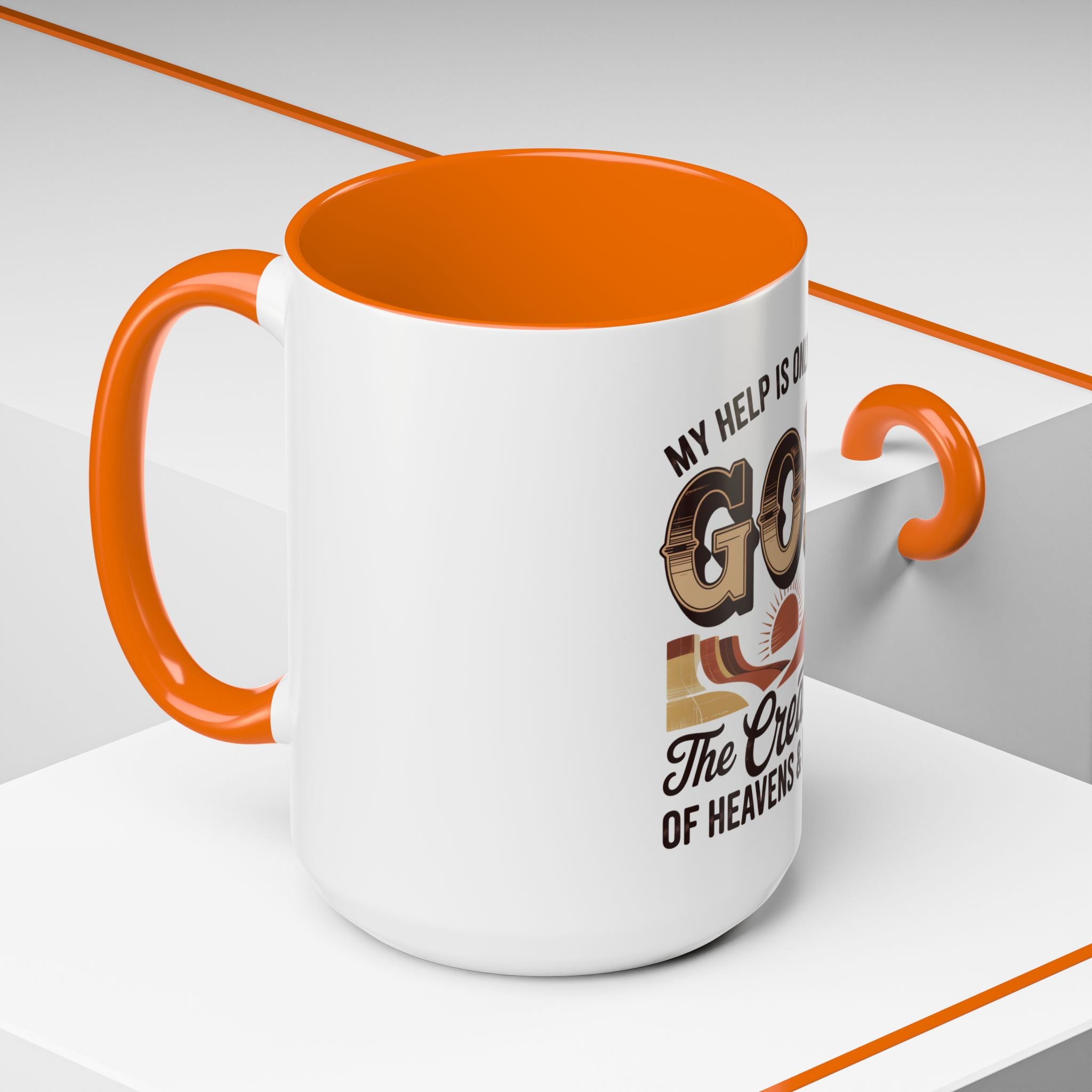 God-Themed Accent Coffee Mug – "My Help Is Only From God, The Creator of Heavens & Earth"