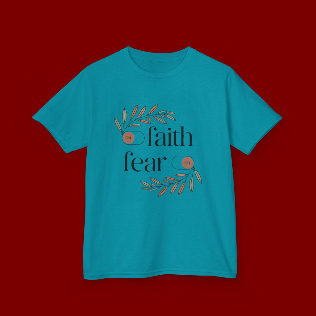 Faith Over Fear Kids T‑Shirt — Floral Inspirational Tee for Boys & Girls