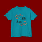 Faith Over Fear Kids T‑Shirt — Floral Inspirational Tee for Boys & Girls