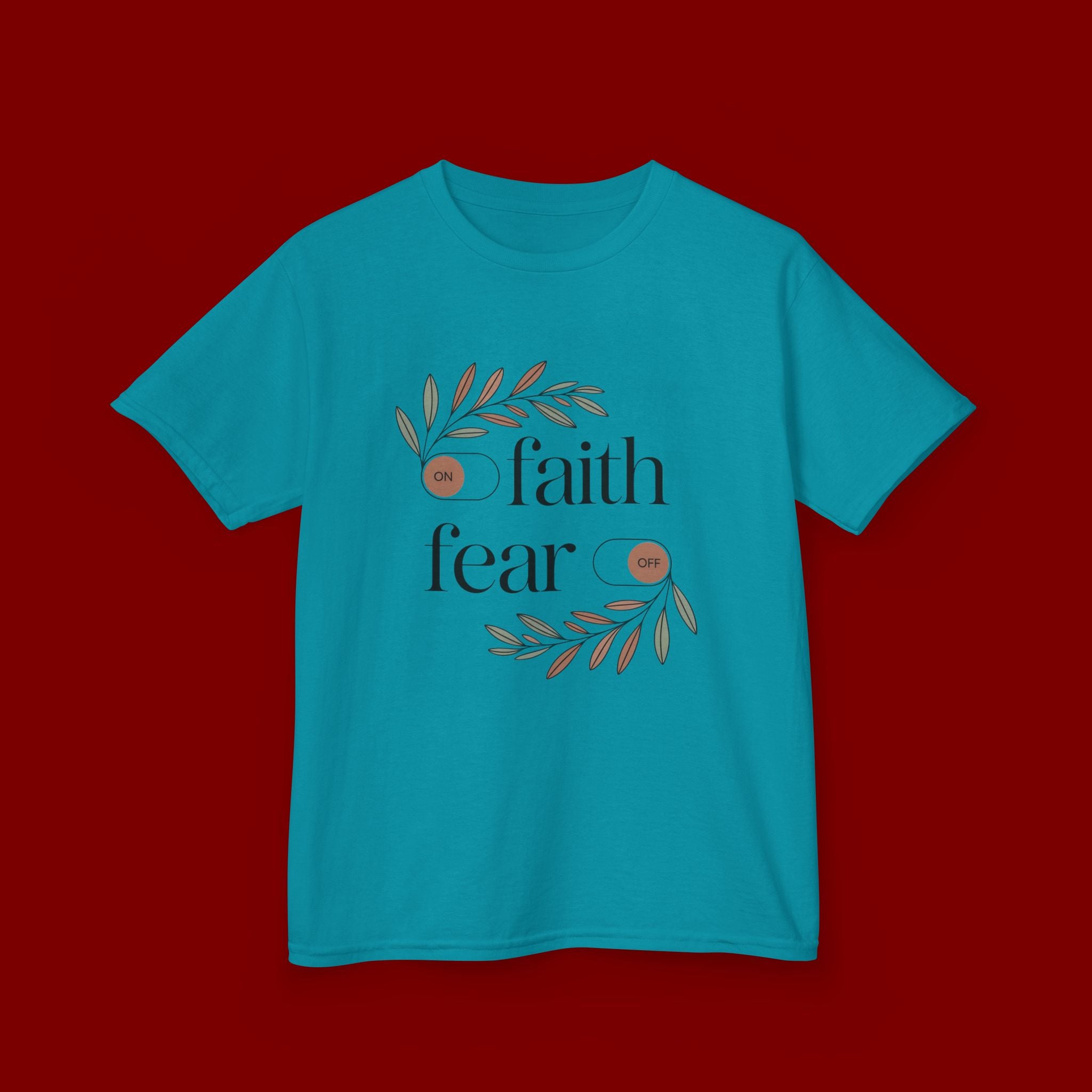 Faith Over Fear Kids T‑Shirt — Floral Inspirational Tee for Boys & Girls