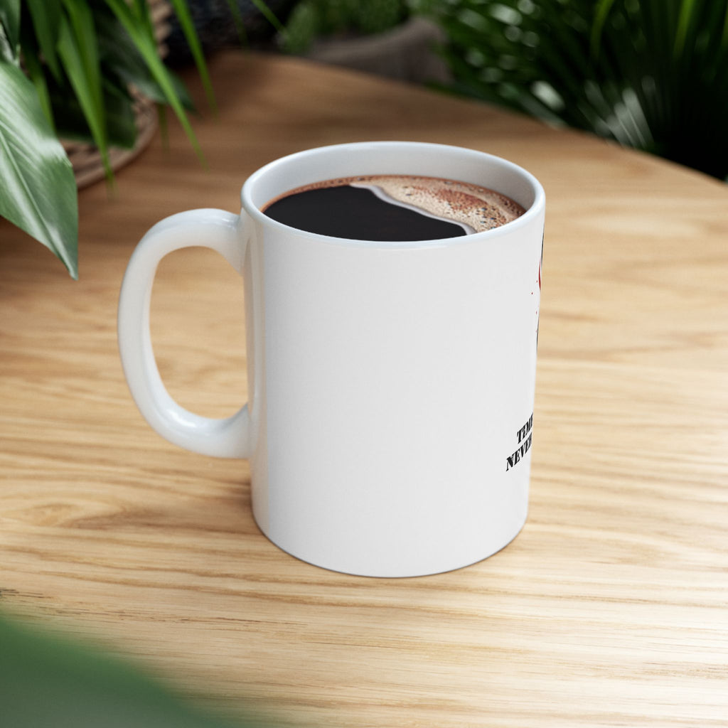 Time Never Comes Again Ceramic Mug — Matchstick Smoke Graphic Coffee Cup