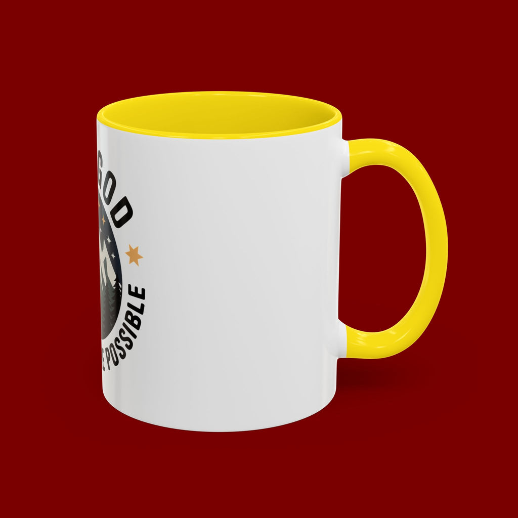 With God All Things Are Possible Accent Coffee Mug — Inspirational Faith Mountain Mug (11/15oz)