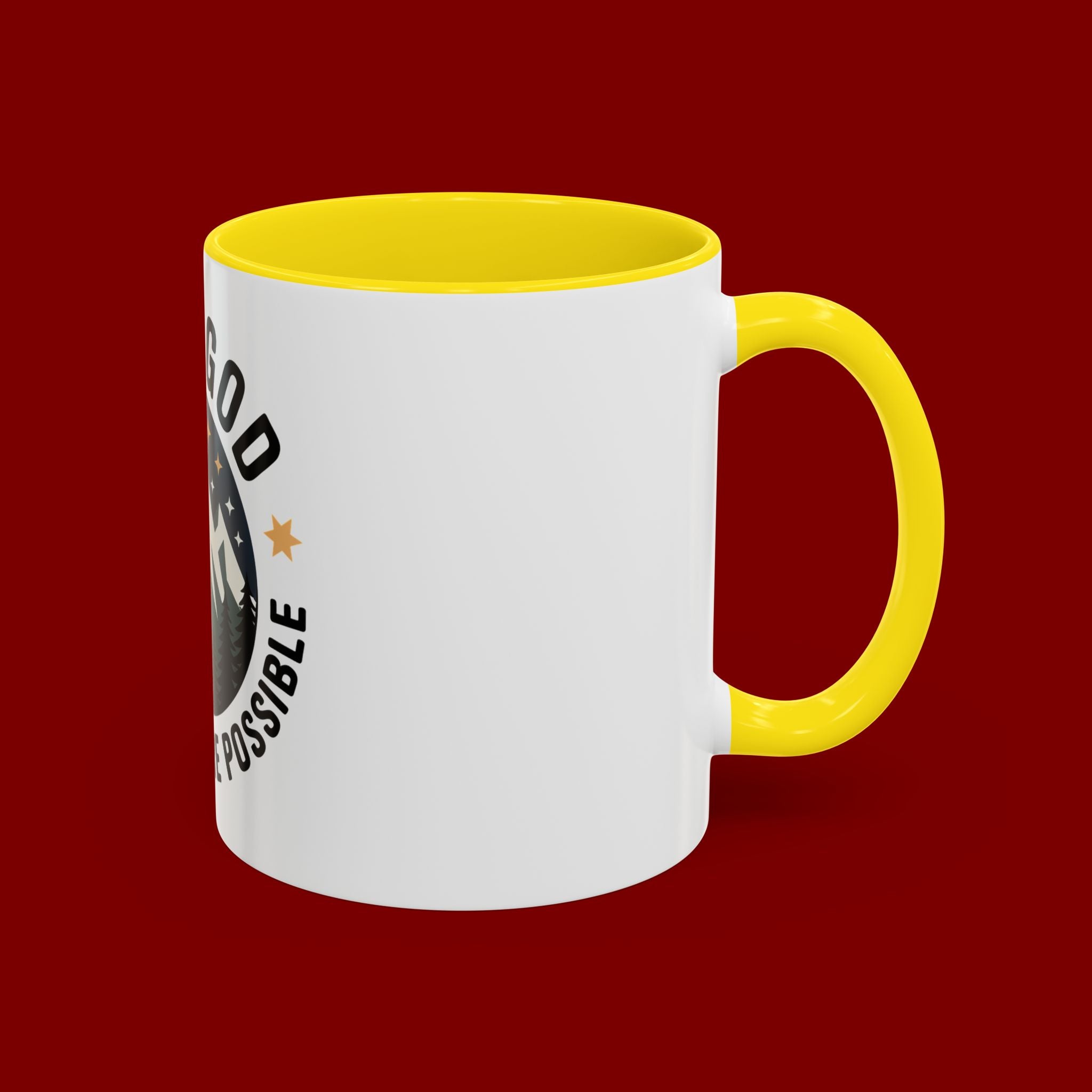 With God All Things Are Possible Accent Coffee Mug — Inspirational Faith Mountain Mug (11/15oz)