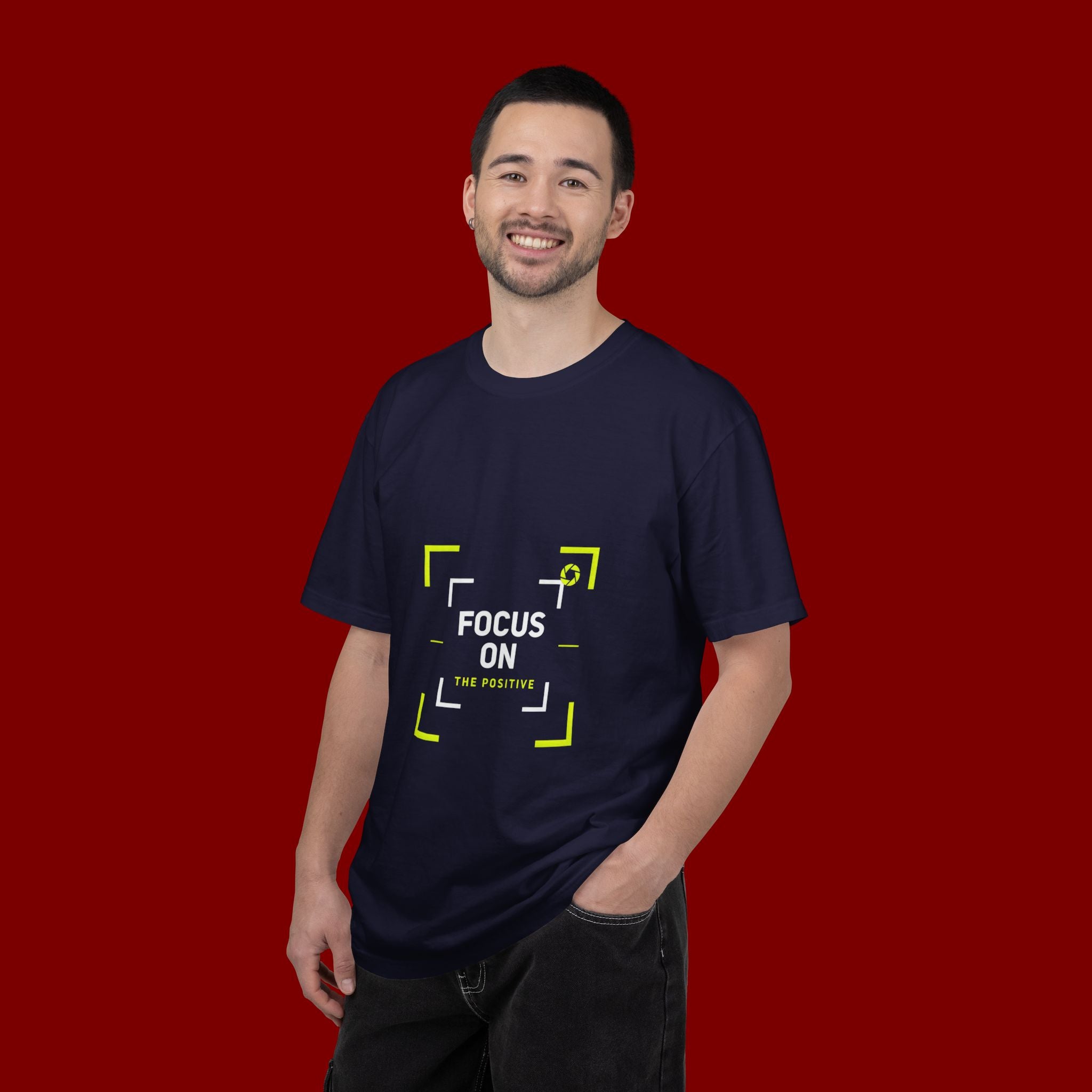Minimalist 'Smile Frame' T-Shirt — Neon Accent Graphic Tee
