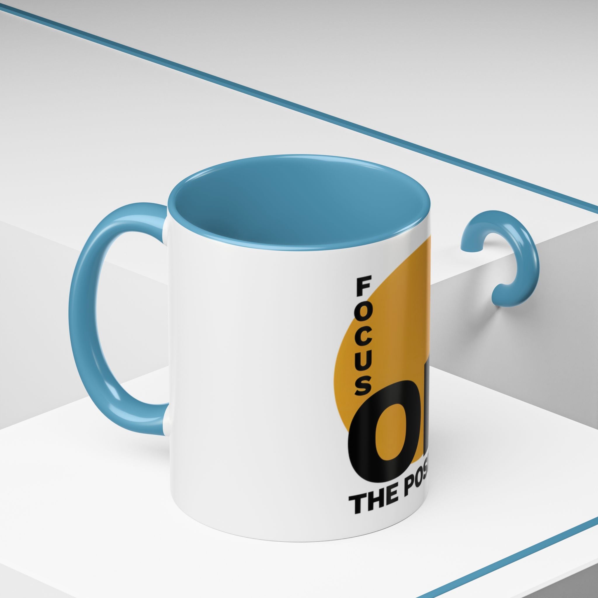 Accent Coffee Mug — "Focus On The Positive" Motivational Mug