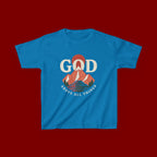 Kids Tee – 'GOD' Mountain Sunrise Faith Graphic